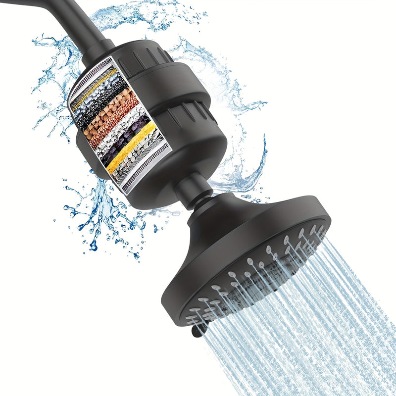 Juego de ducha con filtro, 20x filtro pesado para ducha - Cabezal de ducha universal con filtro multinivel y cabezal de alta presión con 5 modos (10.16 cm), reduce químicos, cloro y olores