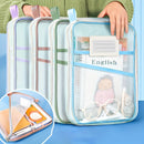 Bolsa de Archivo con Cremallera Tamaño A4 - Malla Transparente Engrosada, Material Duradero de Nailon, Bolsa de Almacenamiento Multifuncional con Asas Coloridas, Ideal para Organizar Materiales de Exámenes Estudiantiles, Libros y Papelería de Oficina