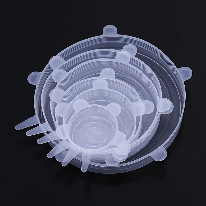 6pcs Cubierta de Silicona Elástica para Mantener la Frescura, Cubierta Sellada al Vacío