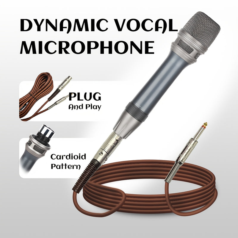 Micrófono vocal dinámico profesional LMBGM - Micrófono de mano unidireccional cardioid con bobina móvil, con interruptor ON/OFF, cable XLR de 177" a jack de 1/4", construcción de aleación de aluminio y protección contra el viento para cantar, karaoke, co