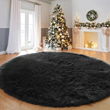 Alfombra redonda suave y esponjosa, antideslizante, lavable, de fibra de poliéster, diseño geométrico, tejida a máquina para sala, dormitorio, cuarto de juegos, residencia estudiantil, sofá, decoración para habitación de adolescentes, 450 g/m², 4.5 cm de