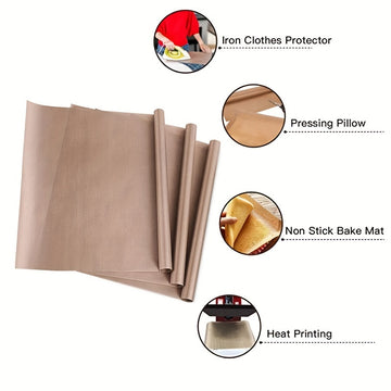 Juego de 3 láminas antiadherentes de PTFE reutilizables para transferencia de calor, protector para plancha, almohadilla para prensar y tapete para hornear, material plástico resistente a altas temperaturas, esenciales para manualidades | Tela reutilizab