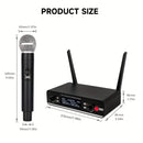 Sistema de micrófono inalámbrico UHF de doble canal AmaceX GM-621 con control de volumen, conector de 6.35 mm, ideal para escenarios, bandas, estudios, músicos y karaoke