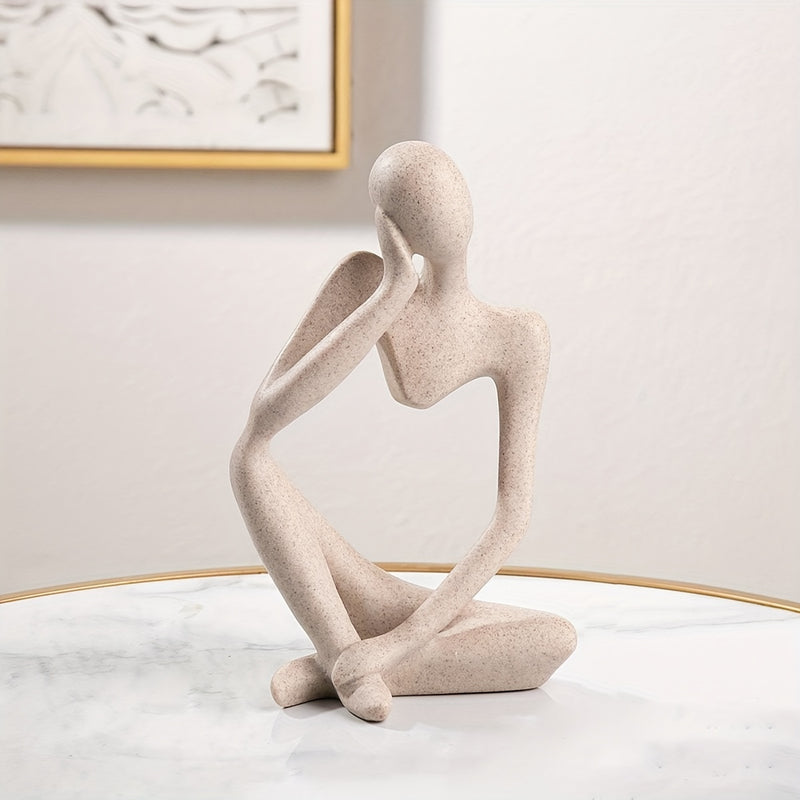 1pieza Figura de resina abstracta Pensador - Escultura de escritorio creativa para hogar y oficina, decoración interior/exterior, adorno de estantería | Obra de arte abstracta | Escultura detallada