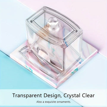 1pc Soporte de bastoncillos de algodón de gran capacidad, contenedor de almacenamiento de plástico transparente con dispensador de fácil acceso, sin perfume, organizador que ahorra espacio para encimeras de baño, suministros para el hogar y la cocina