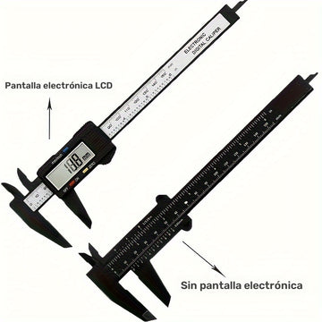 Calibre Digital de Precisión 6 Pulgadas/4 Pulgadas - Esfera de Fibra de Carbono, Herramienta de Medición Micrómetro Vernier con Batería No Recargable