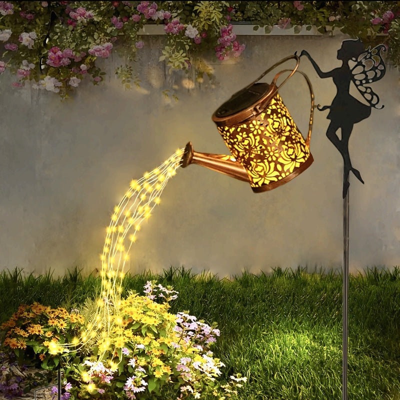 Mairuike Ruider Fairy Solar Water Boiler Light - Decoración de jardín al aire libre con candelabro de borla, tanque de agua solar y linterna de patio, resistente al plástico y el hierro, eficiente en energía para el patio trasero, porche y jardín - Regal