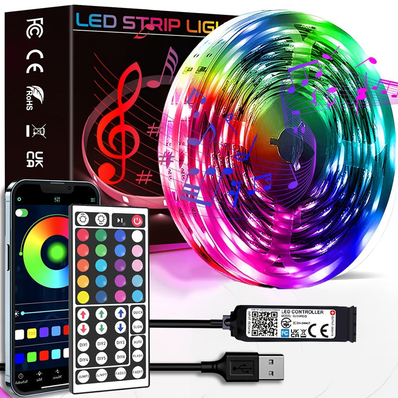 Cinta de luz LED de 100 pies (2 rollos de 50 pies) de HBO con cambio de color sincronizado y control de aplicación, control remoto de 44 teclas, paquete de instalación de cinta de doble cara incluido, perfecto para regalos de Navidad, oficina de vacacion