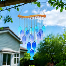 Campanilla de Viento de Pescado de Vidrio Azul Hecha a Mano - Gran Decoración Colgante para Exteriores/Interiores con Pez Esférico Vibrante, Sin Necesidad de Electricidad para Jardín, Patio, Fiestas en la Playa, Bodas y Festividades (Halloween, Navidad,