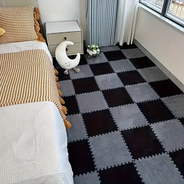 20 piezas de alfombras de espuma creativas, cuadrados de felpa con bordes para habitación, cama, dormitorio, sala, sofá, protección de piso en oficina, decoración, práctica de yoga, DIY, lavables, antideslizantes