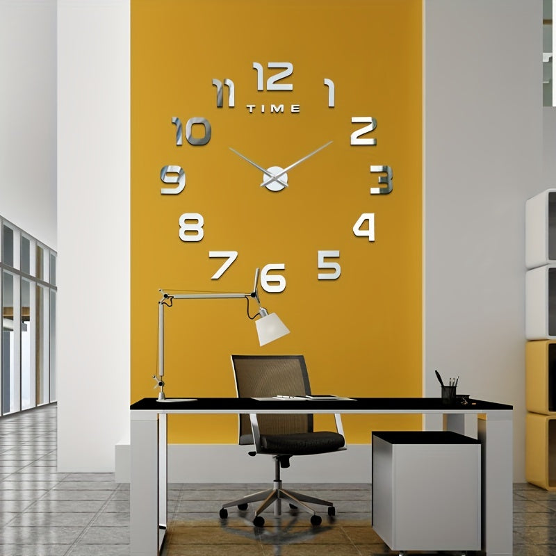 Reloj de pared moderno grande en 3D con números espejo - Tamaño ajustable, fácil de armar, funciona con pilas, ideal para decoración de sala u oficina en casa, decoración para pared