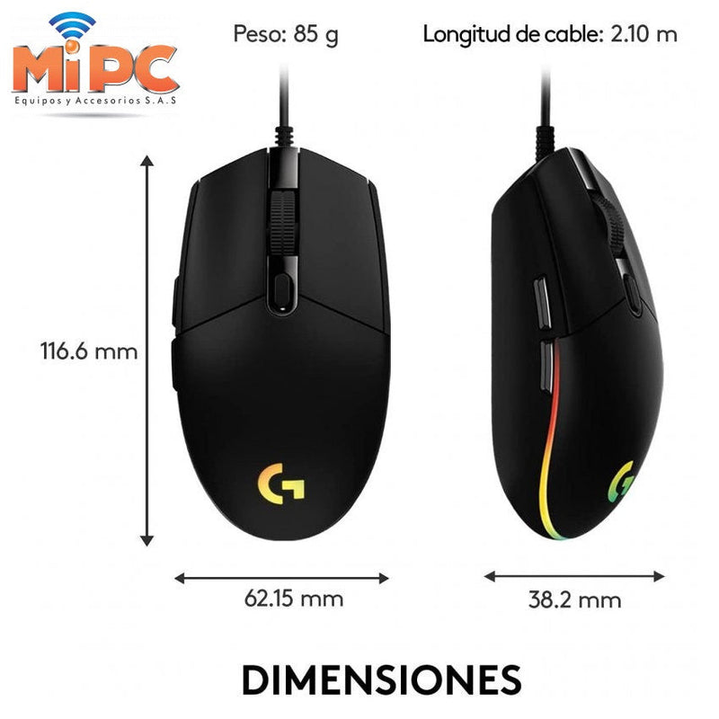 Mouse Logitech G203 RGB LIGHTSYNC con 6 botones, Negro