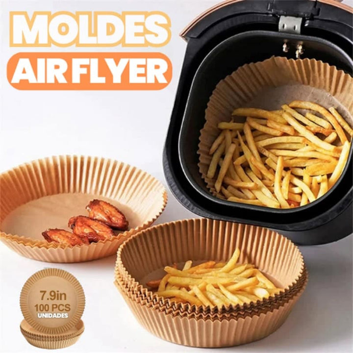 Pack 100 Papeles Antiadherentes para Air Fryer Hornos Vaporeras Sartenes Parrillas Molde Pastelería Repostería Freidoras de Aire Desechables Resistentes al Calor Papel para Hornear Cocinar Asar Freír y Preparar Pizzas Panques Galletas