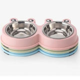 Plato Doble De Comida Para Mascotas Inoxidable OREJITAS