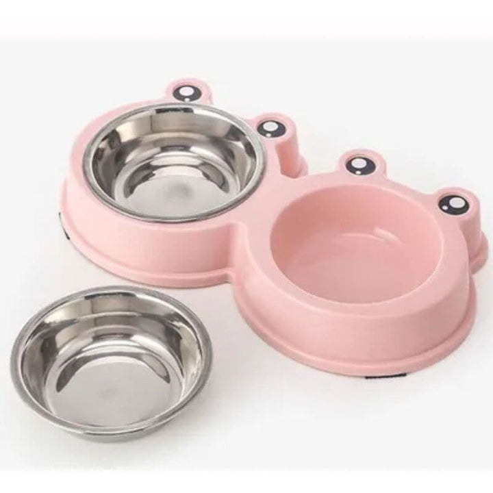 Plato Doble De Comida Para Mascotas Inoxidable OREJITAS