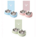 Plato Doble De Comida Para Mascotas Inoxidable OREJITAS