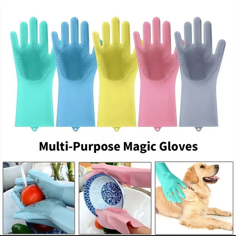 Guantes Mágicos De Silicona Para Lavar Platos, mascotas, autos