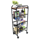 Estante Multifuncional Con 3 Canastas Y Ruedas