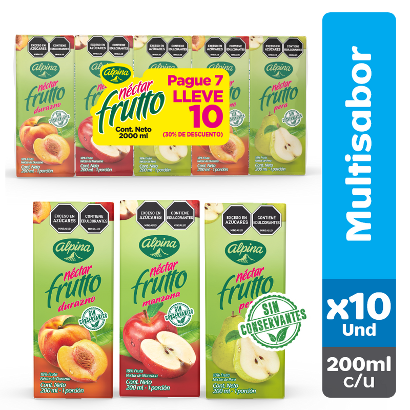 JUGO NECTAR FRUTO 200MG PAGUE 7 LLEVE 10