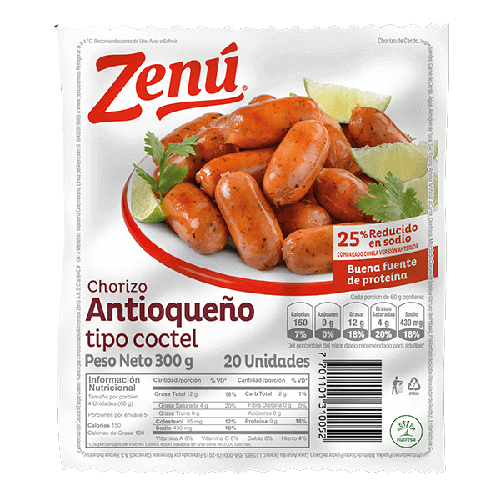 CHORIZO ZENU 300G COCTEL 20U