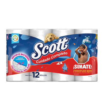 PAPEL HIGIENICO SCOTT 12U CUIDADO COMPLETO