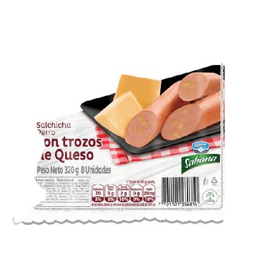 SALCHICHA PERRO 320G QUESO SABANA