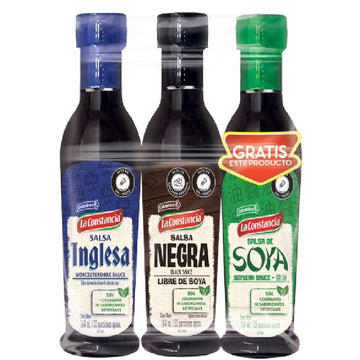 SALSA INGLESA+SALSA NEGRA 164G  GRATIS SALSA SOYA