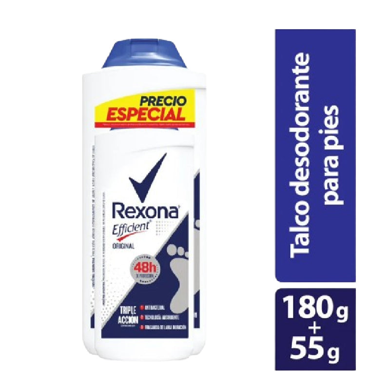 TALCO REXONA EFFICIENT 180G+55G ORIGINAL