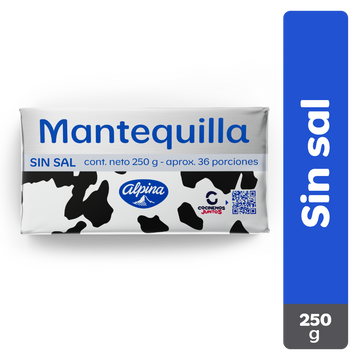MANTEQUILLA ALPINA 250G S/SAL