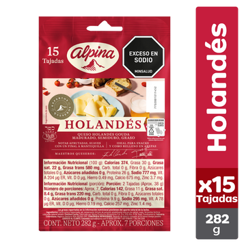QUESO HOLANDES ALPINA 282G 15 TAJ
