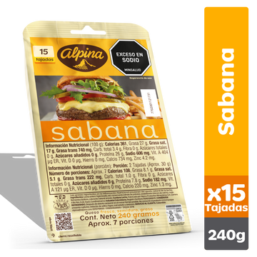 QUESO SABANA ALPINA 240G 15TAJ