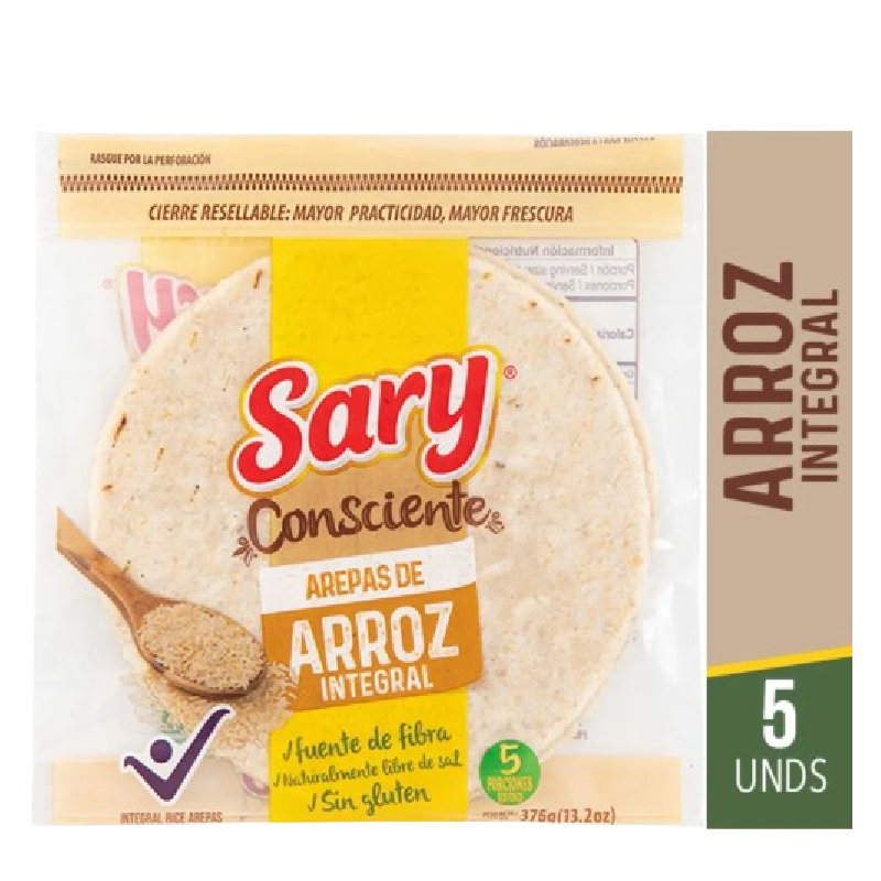 AREPA SARY 5U 375G ARROZ INTEGRAL