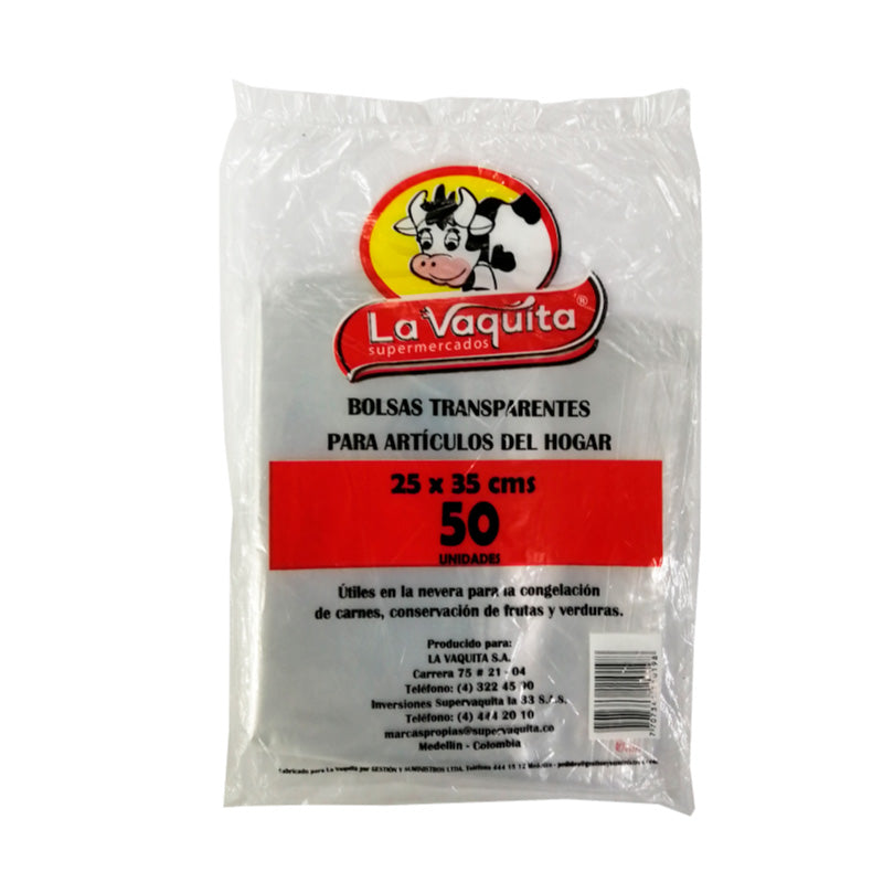 BOLSA TRANSPARENTE 25X35 50U HOGAR