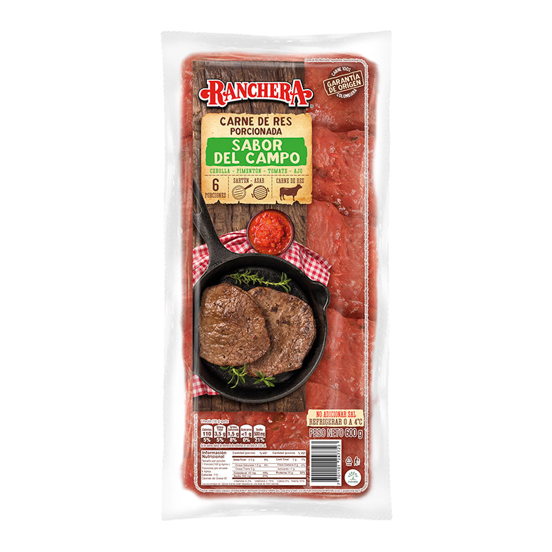 CARNE DE RES 600G PORCIONADA RANCHERA