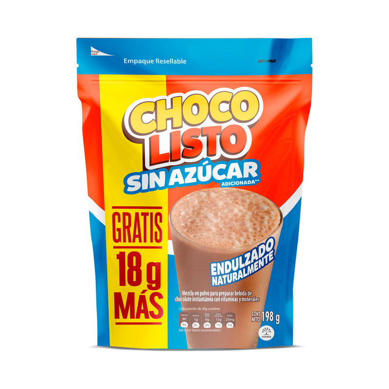 CHOCOLISTO 198G SIN AZUCAR EXTRA CONT
