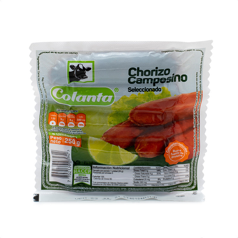 CHORIZO CAMPESINO COLANTA 250G 5U