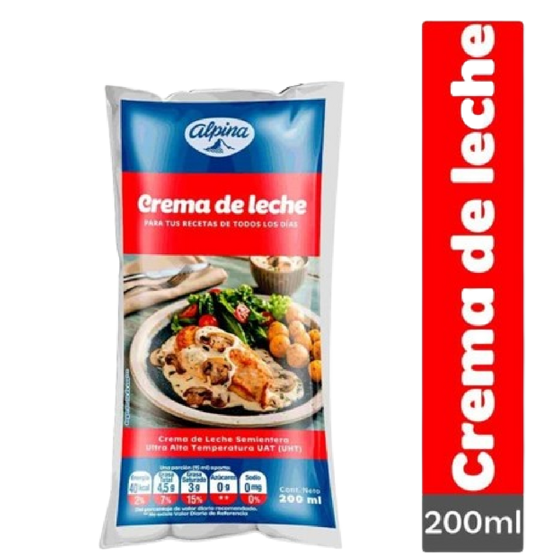 CREMA LECHE ALPINA 200G BOLSA