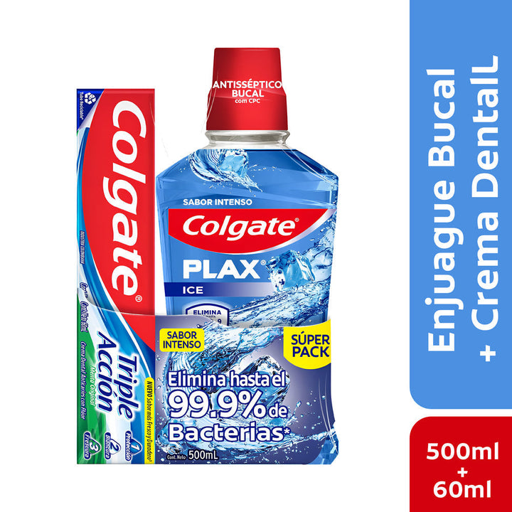 ENJUAGUE COLGATE 500ML PLAX ICE + C/TAX 60ML