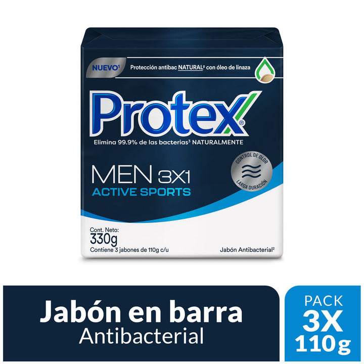 JABÓN EN BARRA PROTEX MEN SPORT 330G X 3 UND