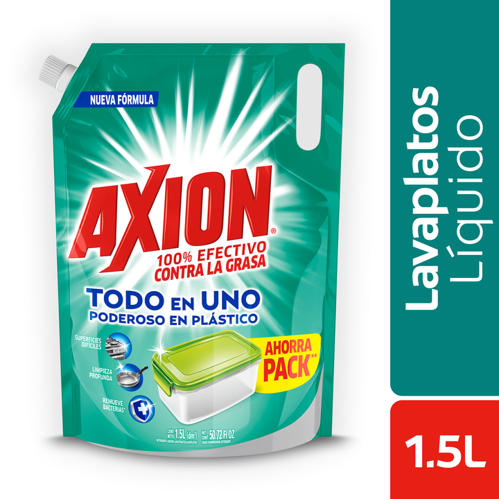 LAVAPLATOS LIQUIDO AXION PODEROSO EN PLASTICO 1.5L