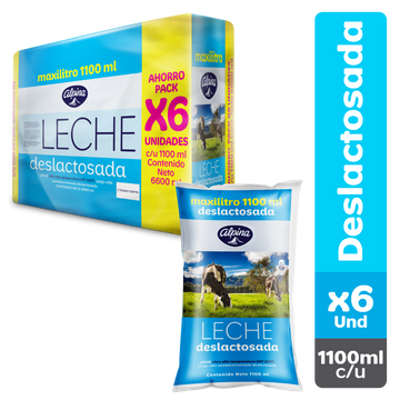 LECHE ALPINA 6U X 1100G BOLSA DESLACTOSADA