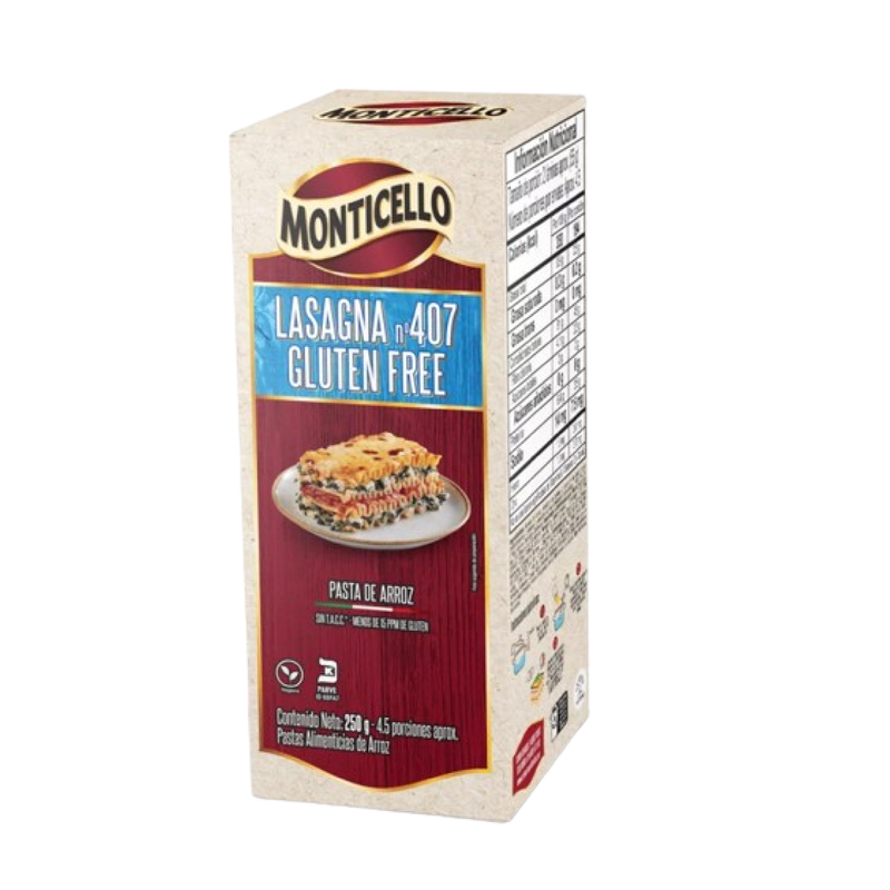 PASTA MONTICELLO 250G LASAGNA FREE
