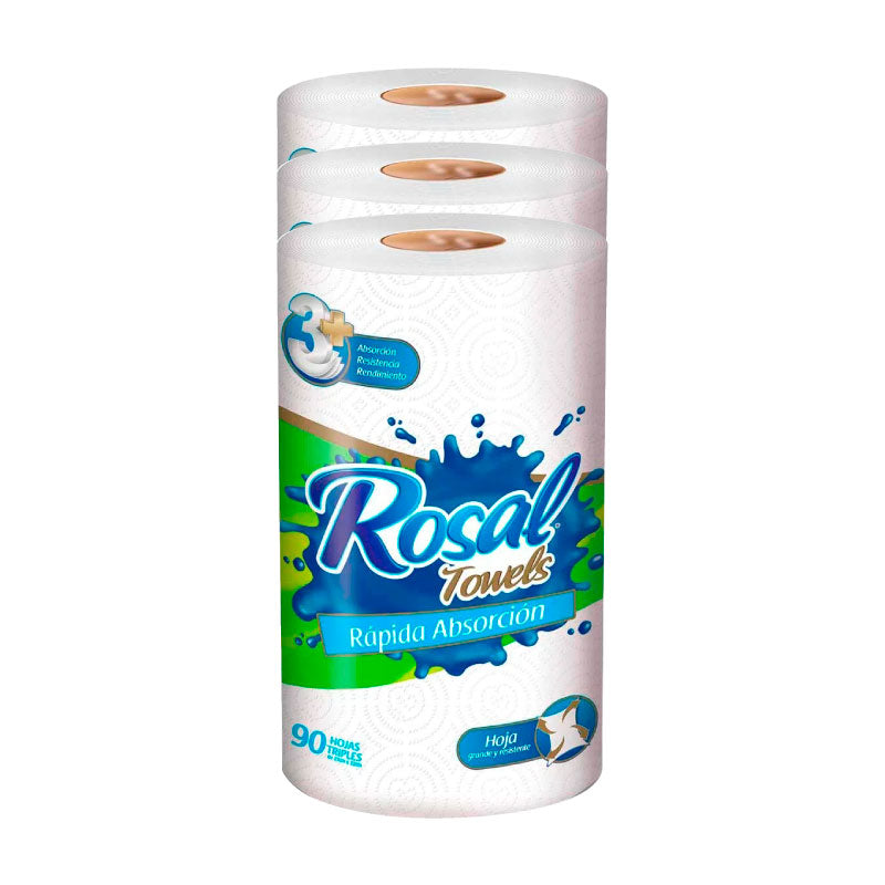 TOALLA COCINA ROSAL 3U 90 HOJAS