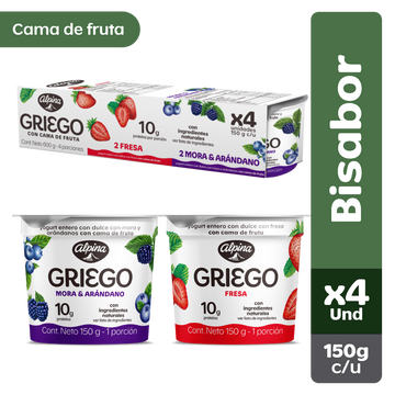 YOGURT GRIEGO ALPINA 4U 150G C/FRUTAS
