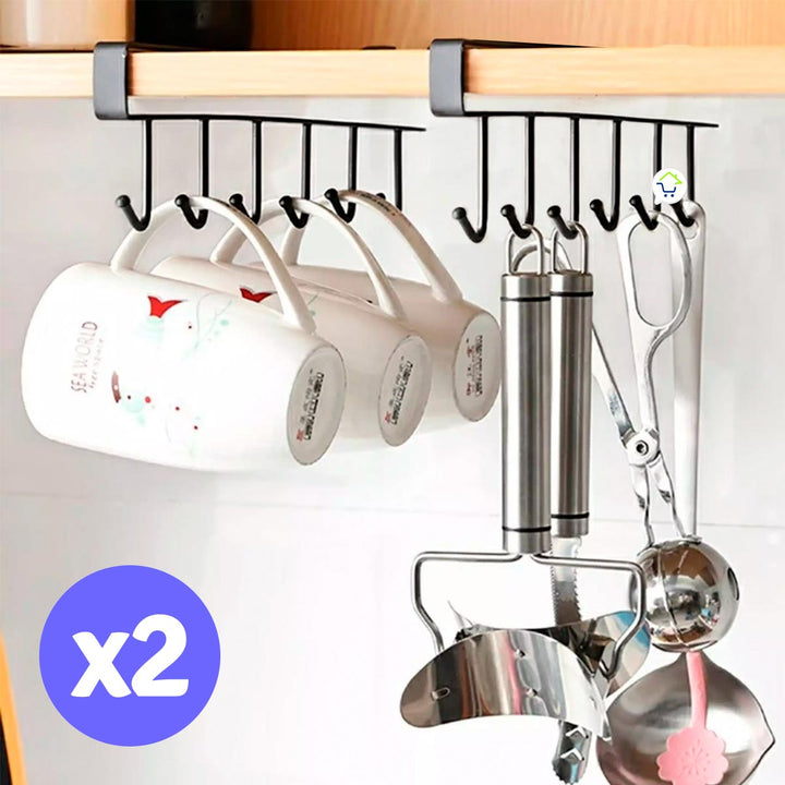Set x2 Soporte Para Tazas y Vasos Cocina Organizador Estante Gancho PCCGx2